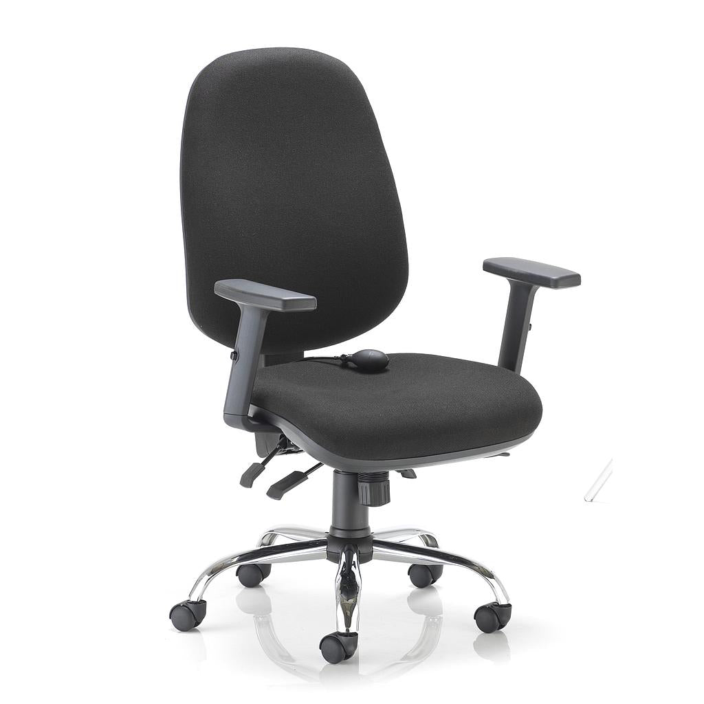 Id Ergonomic Chair, Black, Lumbar Pump,Chrome Base, Seat Slide, 1D Arms