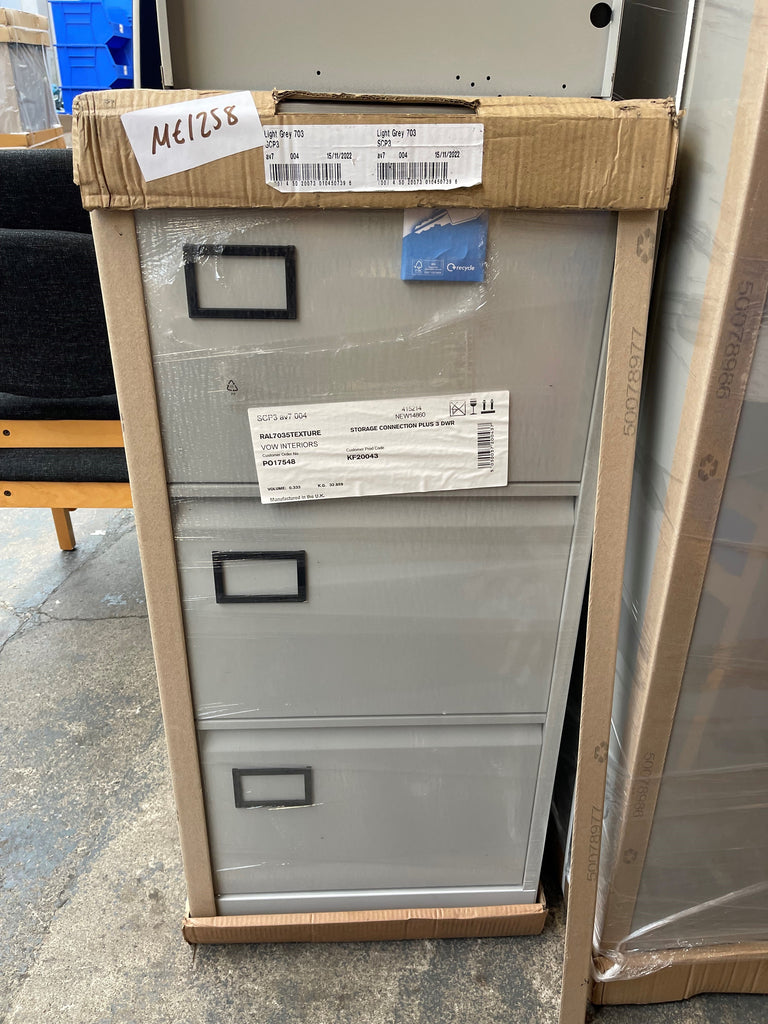 Grey Bisley 3 Drawer Filing Cabinet