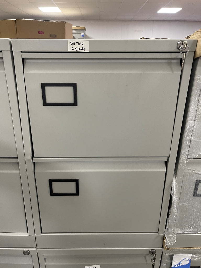 Bisley Grey 2 Drawer Filing Cabinet